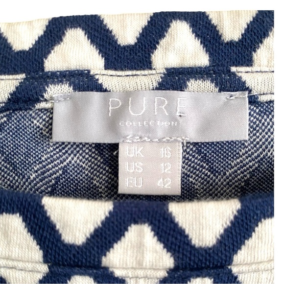 Pure Collection Women’s Top 12 Quilted Cotton Navy Blue Diamond Pullover - Picture 2 of 6